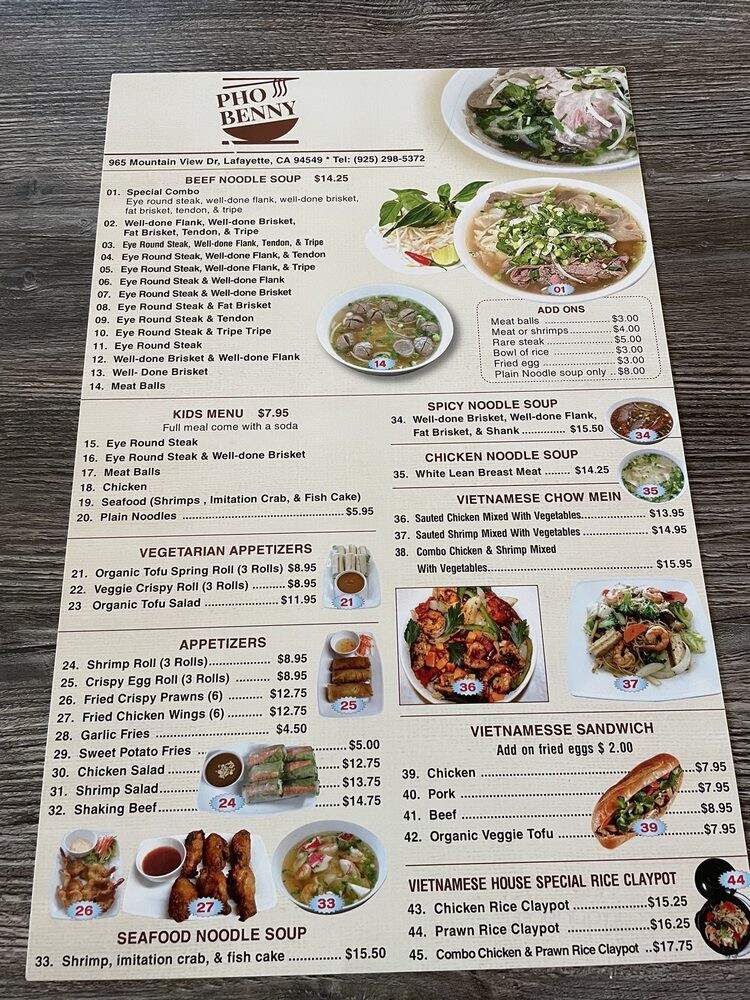 Pho Benny - Lafayette, CA menu_pic