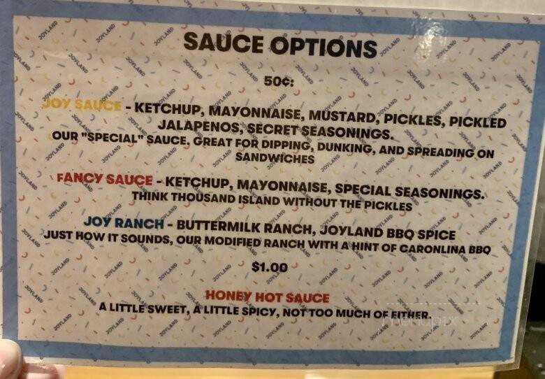 Joyland - Nashville, TN menu_pic