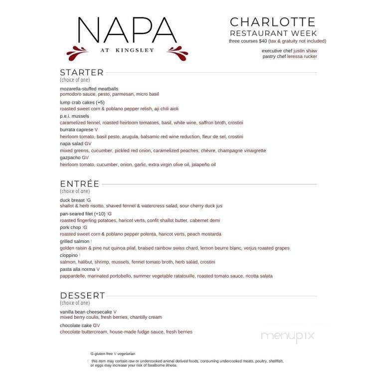 Napa at Kingsley - Fort Mill, SC menu_pic