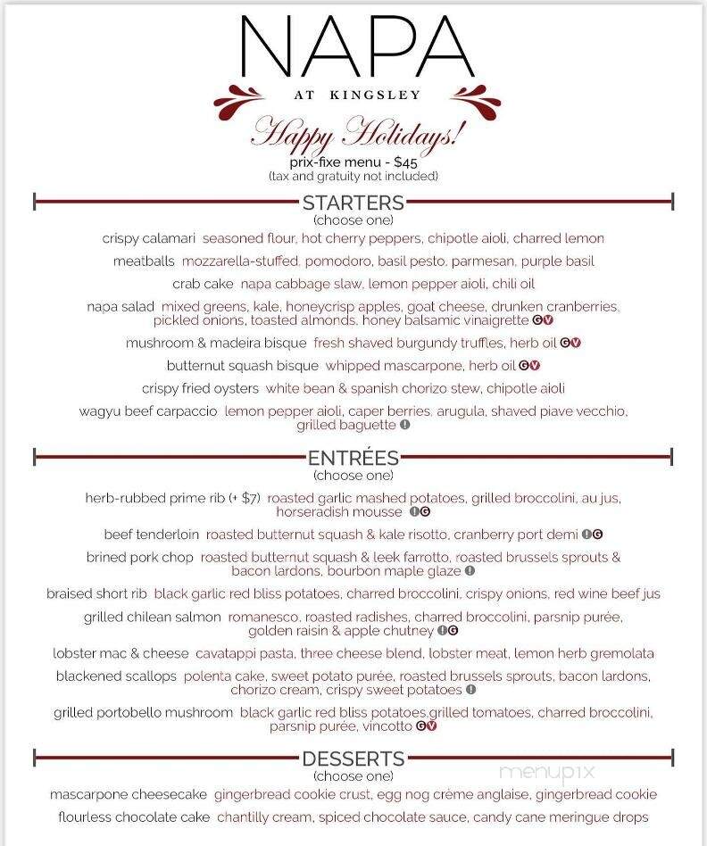 Napa at Kingsley - Fort Mill, SC menu_pic