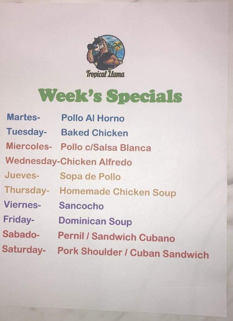 Tropical Llama - Raynham, MA menu_pic