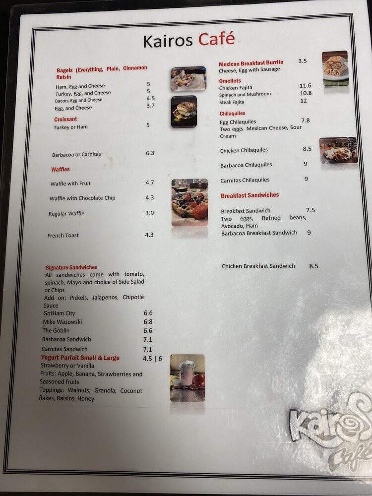Kairos Cafe - Gainesville, GA menu_pic