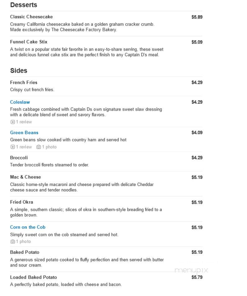 Captain D's Seafood - Posen, IL menu_pic