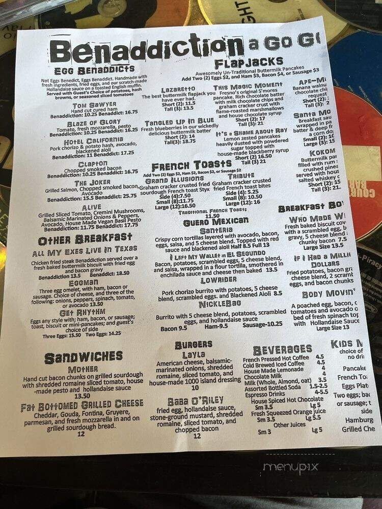 Benaddiction North - Fresno, CA menu_pic