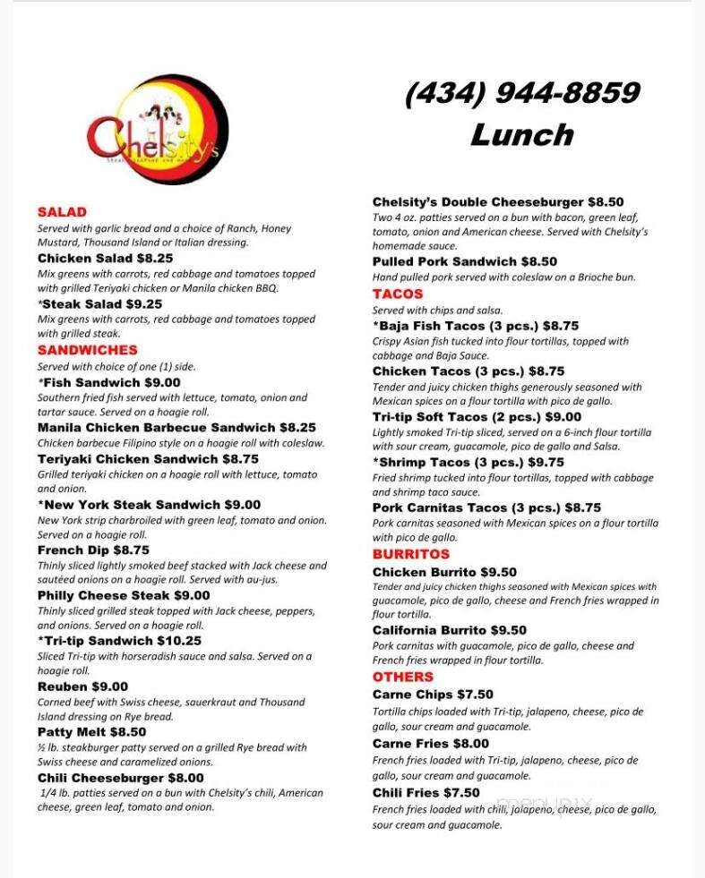Chelsity's - Lynchburg, VA menu_pic