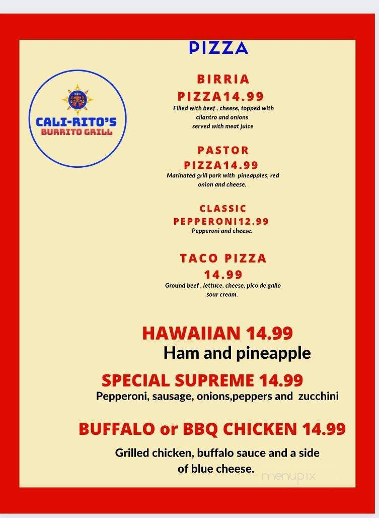 Cali-Ritos Burrito Grill - Worcester, MA menu_pic