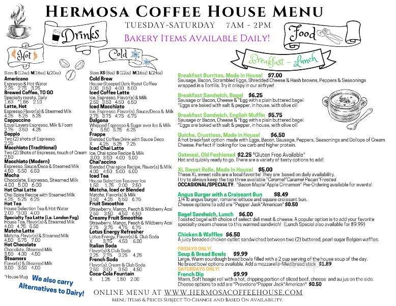 Hermosa Coffee House - Hermosa, SD menu_pic