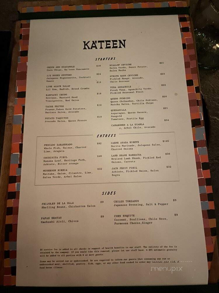 Ka'teen - Los Angeles, CA menu_pic