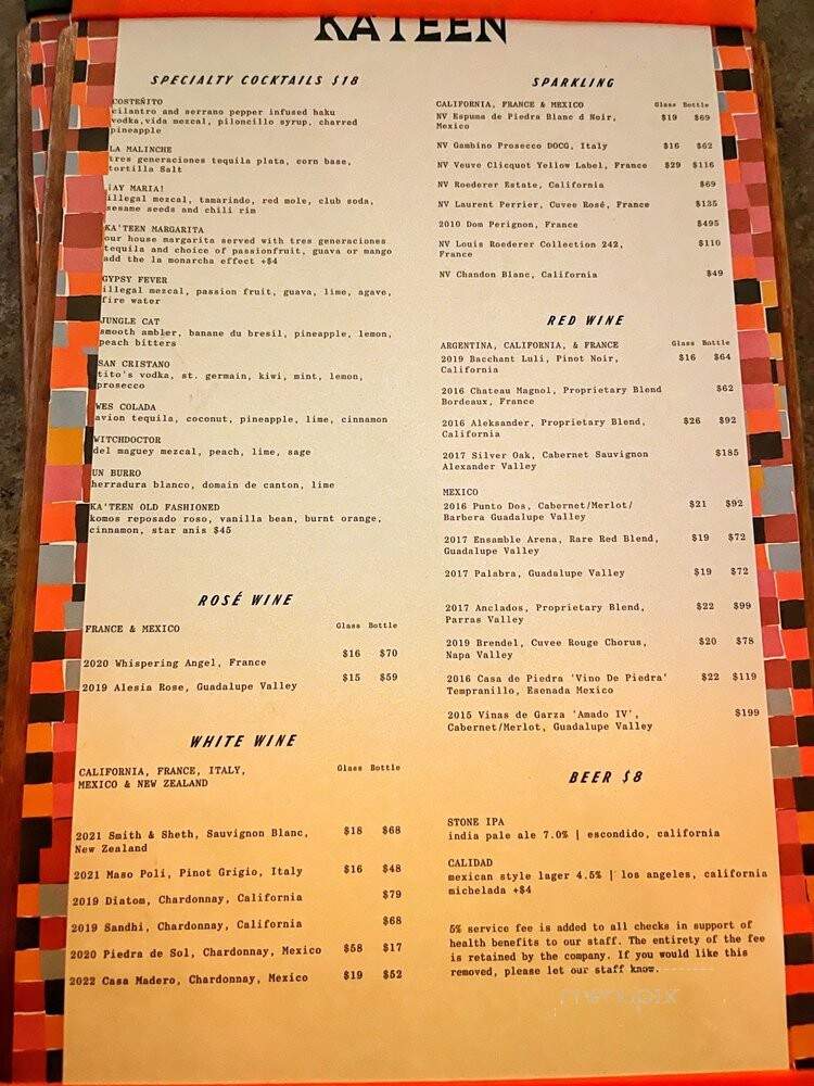 Ka'teen - Los Angeles, CA menu_pic