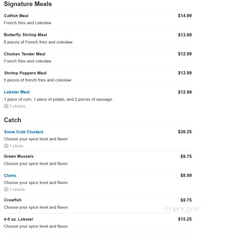 Stinkin Crawfish - Inglewood, CA menu_pic