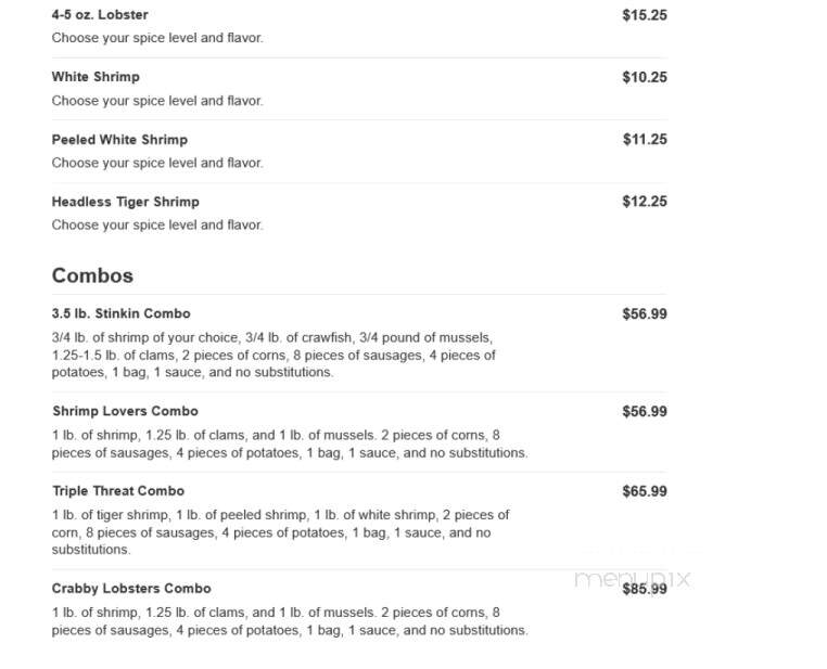 Stinkin Crawfish - Inglewood, CA menu_pic