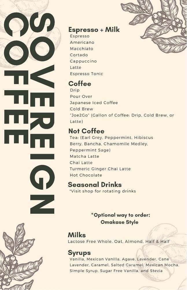 Sovereign Coffee - Brownsville, TX menu_pic