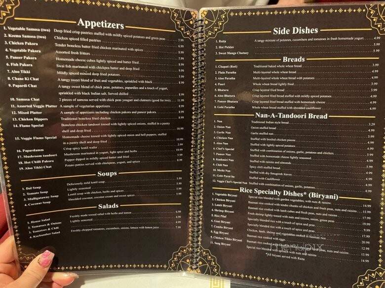 Flame India Restaurant - West Chester Township, OH menu_pic