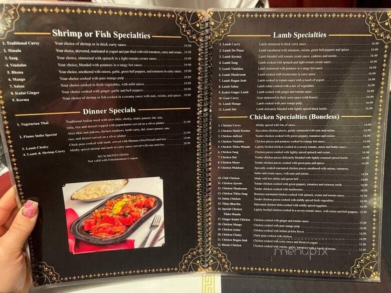 Flame India Restaurant - West Chester Township, OH menu_pic