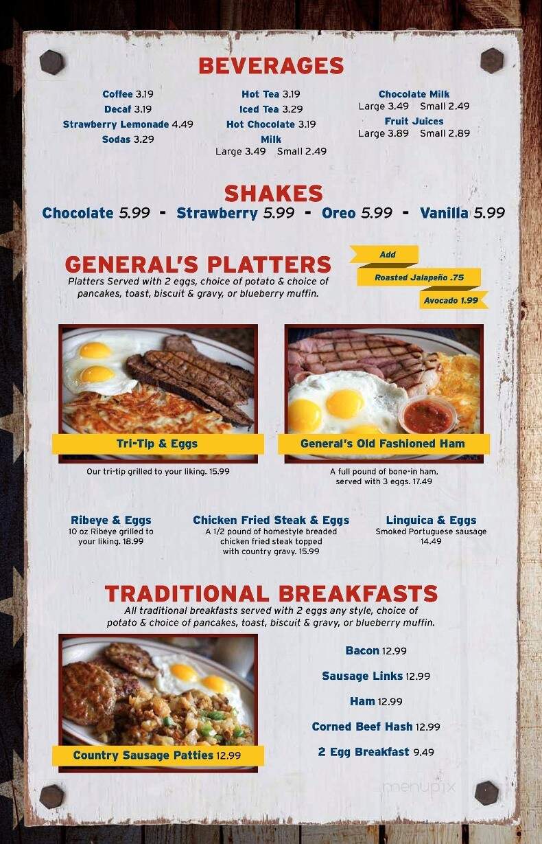 General's Cafe & Grill - Delano, CA menu_pic