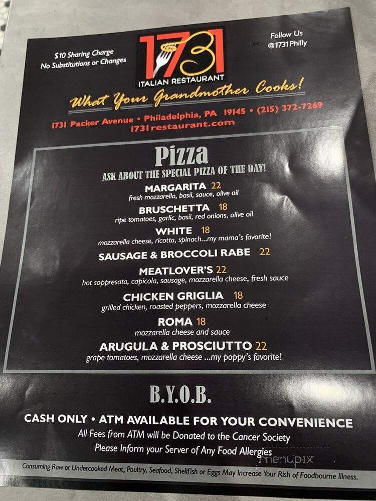 1731 Restaurant - Philadelphia, PA menu_pic