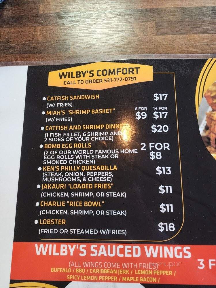 Wilby's Comfort 2.0 - Papillion, NE menu_pic