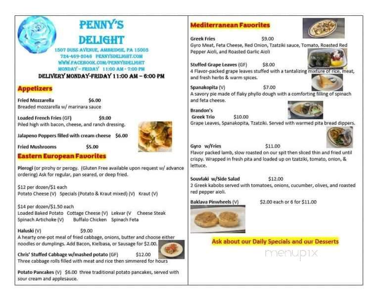 Penny's Delight - Ambridge, PA menu_pic