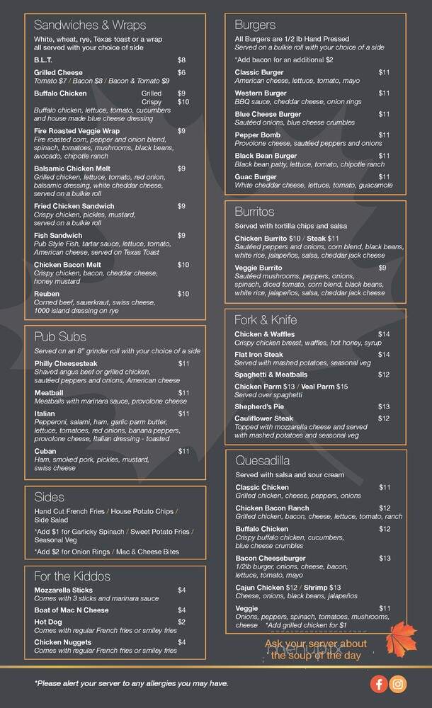 Maple Leaf Inn - Westfield, MA menu_pic