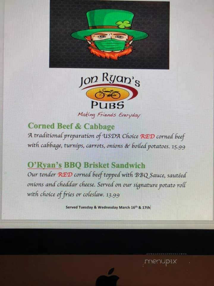 Jon Ryan's Pubs - Billerica, MA menu_pic