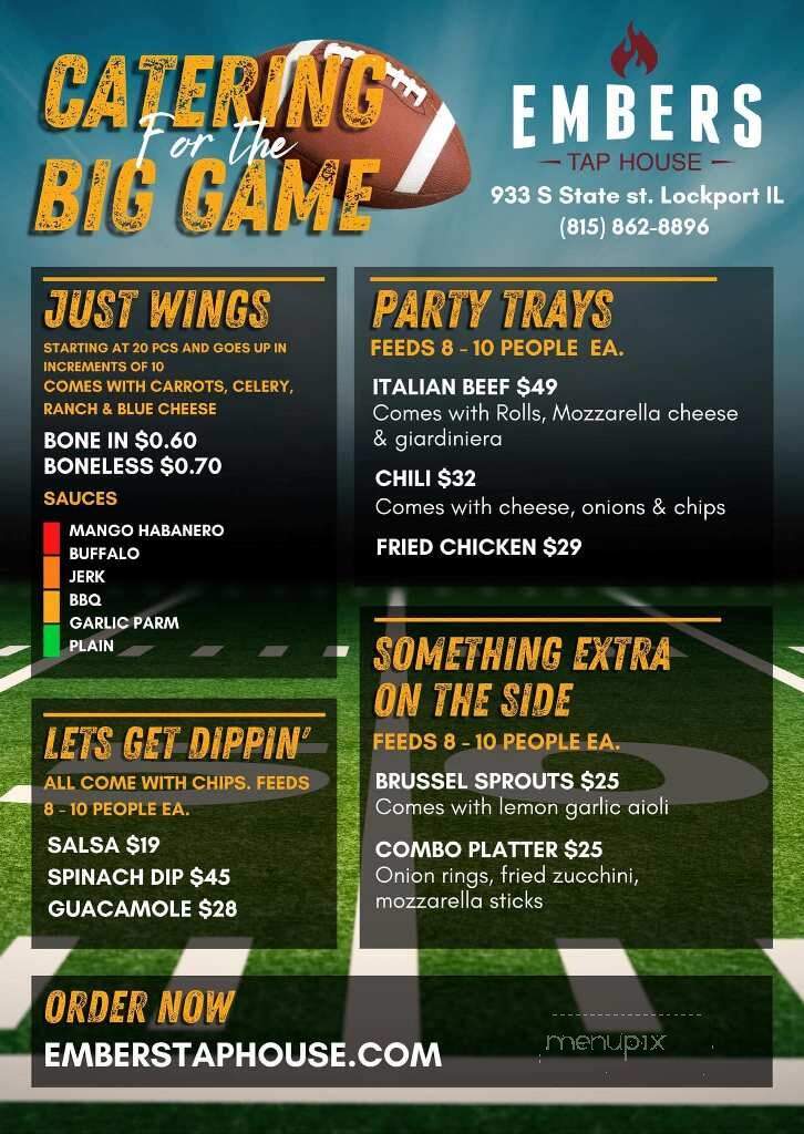Embers Tap House - Lockport, IL menu_pic