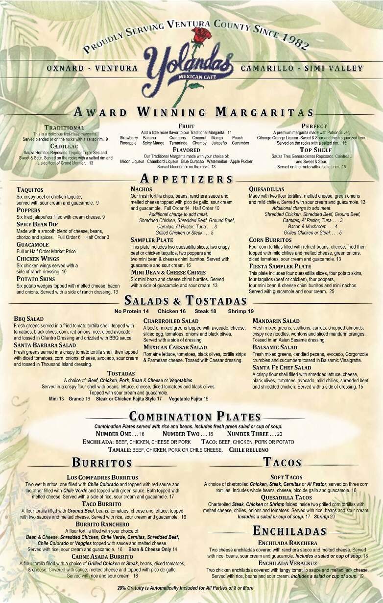 Yolanda's Mexican Cafe - Oxnard, CA menu_pic
