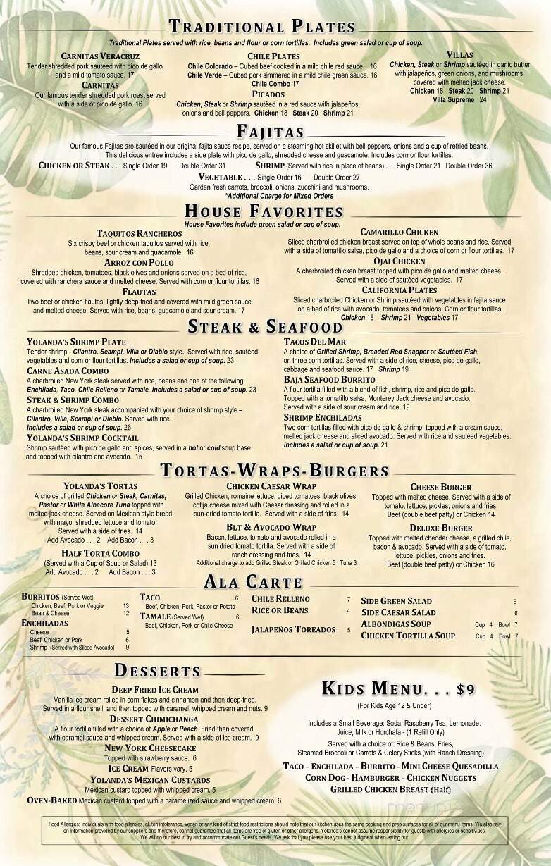 Yolanda's Mexican Cafe - Oxnard, CA menu_pic