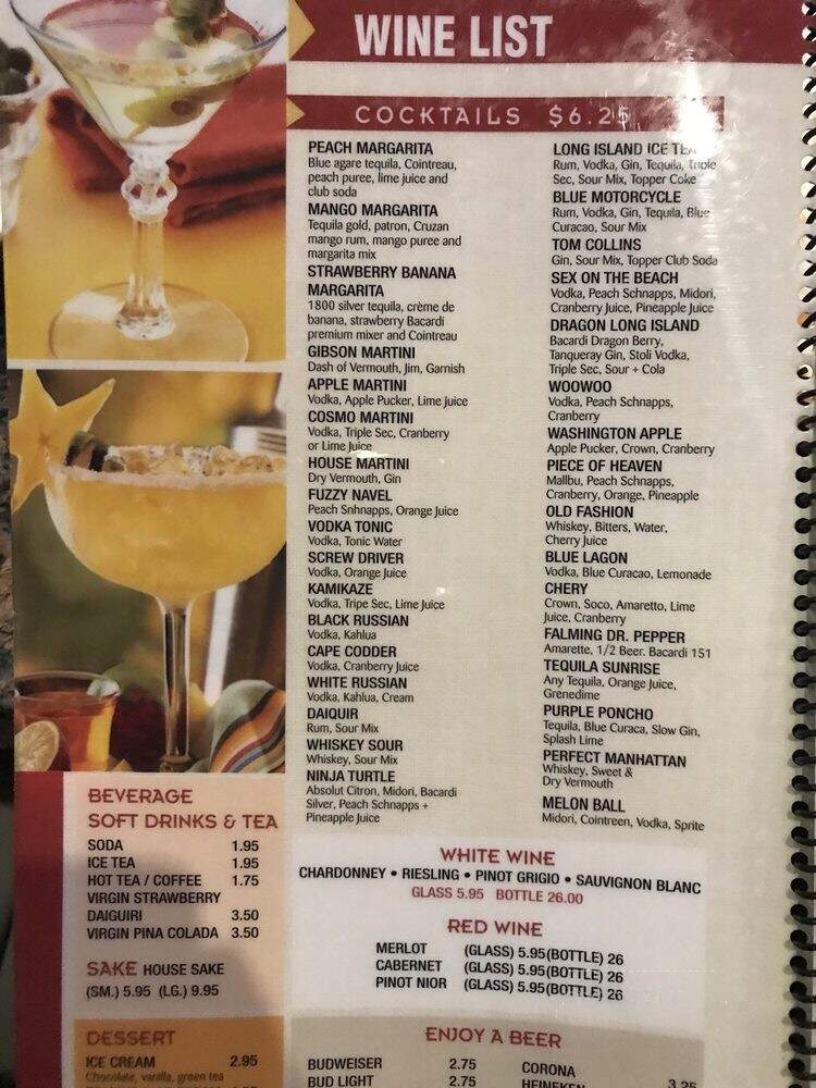 Shogun Hibachi - Monaca, PA menu_pic