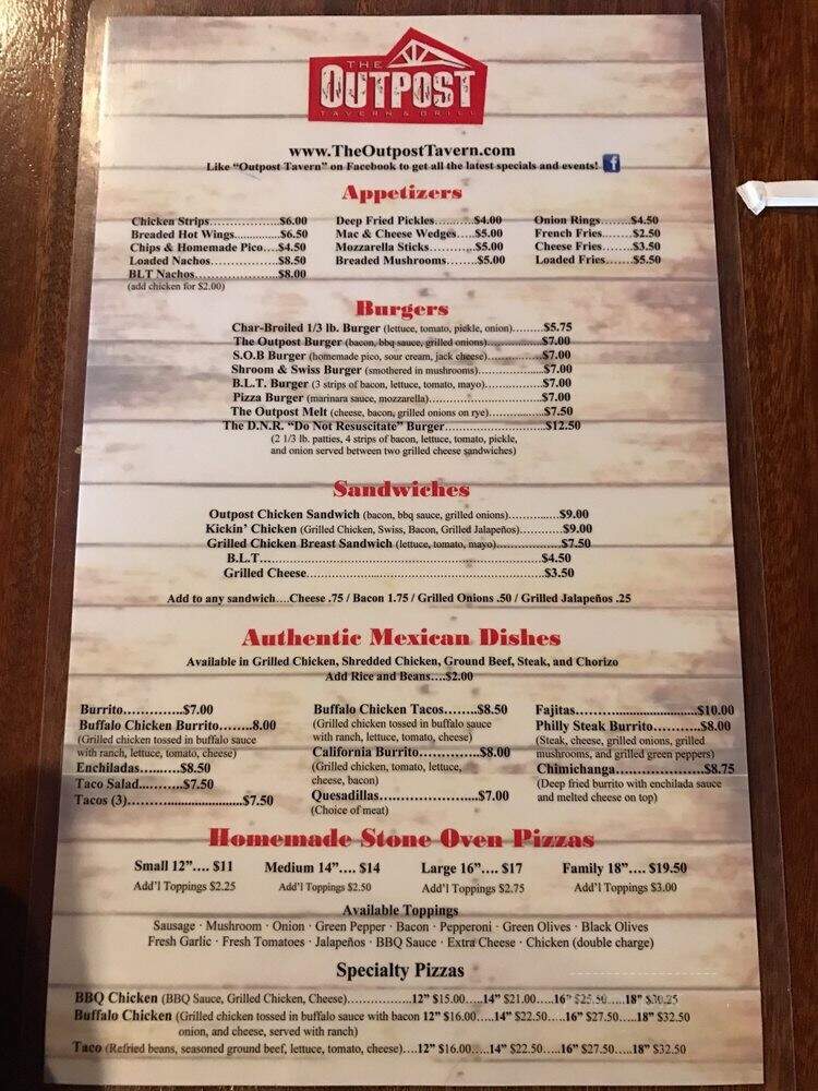 The Outpost - Pingree Grove, IL menu_pic
