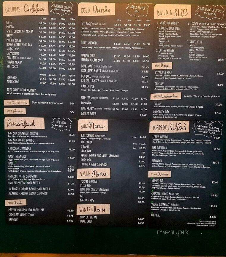 North Pole Coffee Roasting - Fairbanks, AK menu_pic