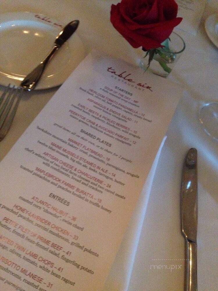 Table Six Restaurant - Lenox, MA menu_pic