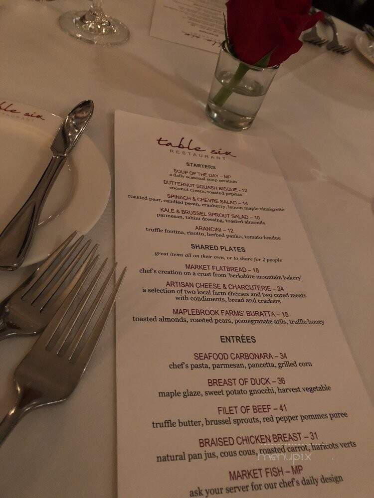 Table Six Restaurant - Lenox, MA menu_pic