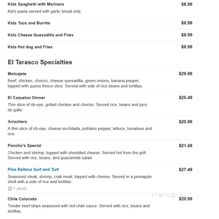 El Tarasco - Lehigh Acres, FL menu_pic