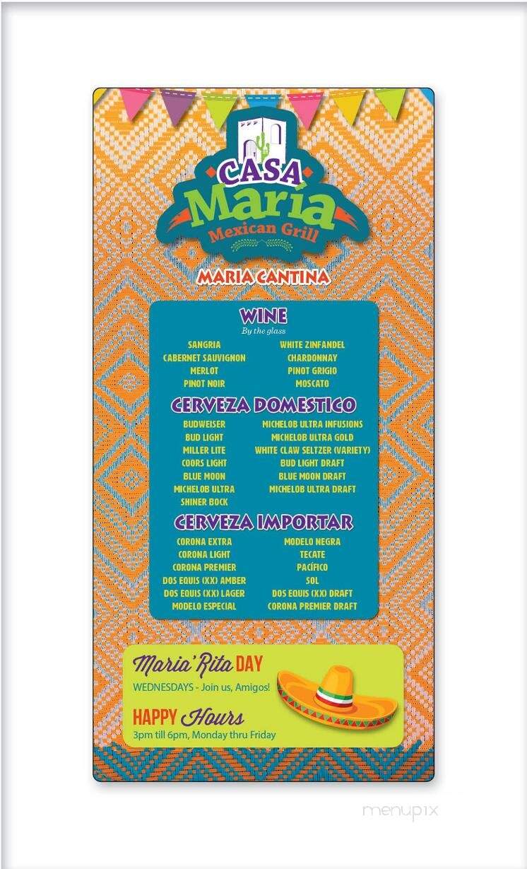Casa Maria - Denham Springs, LA menu_pic