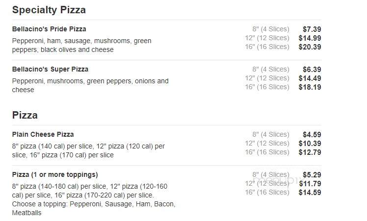 Bellacino's Pizza and Grinders - Ashland, KY menu_pic