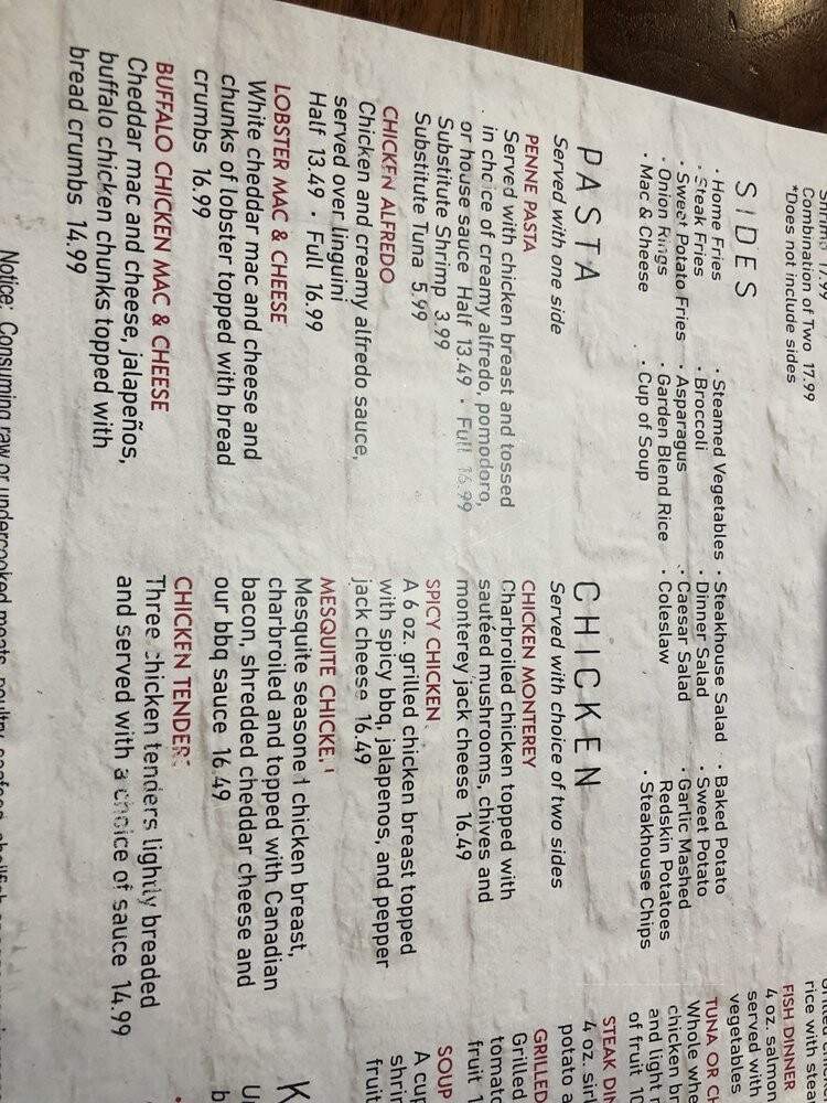 Lock 16 Steakhouse - Lima, OH menu_pic