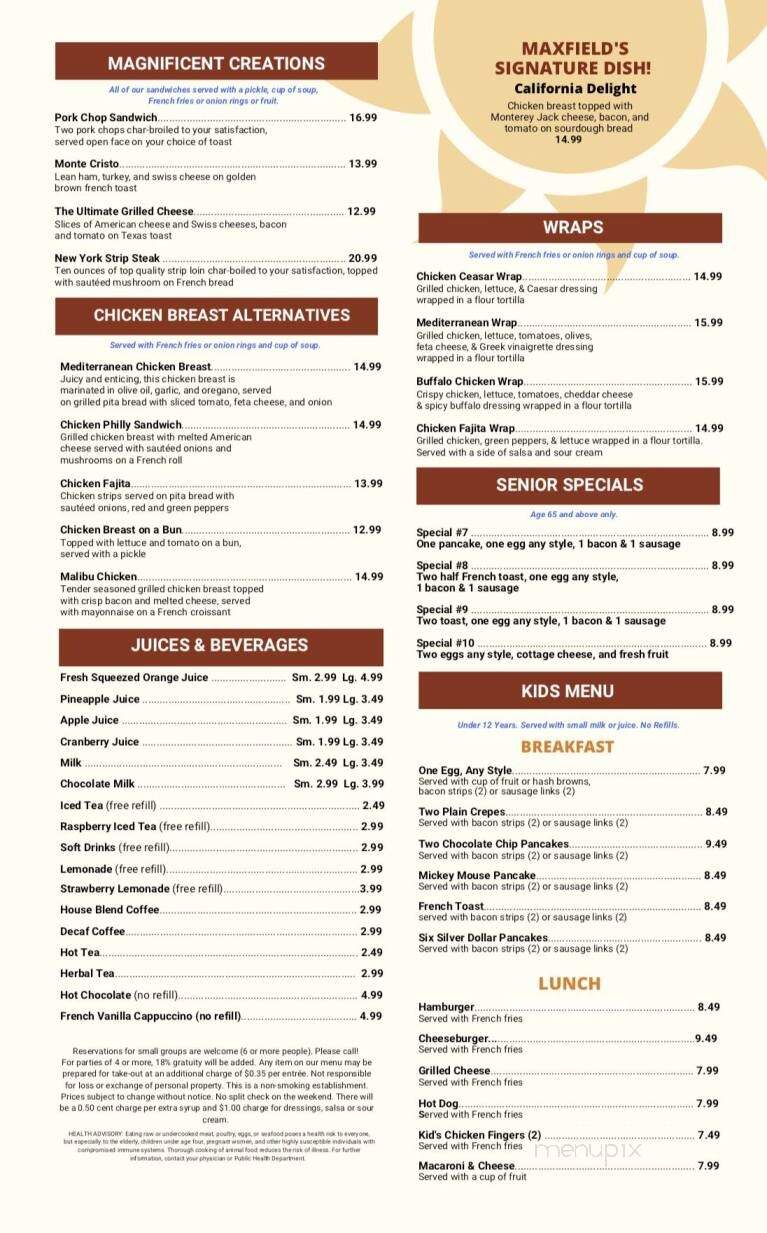 Maxfield's Pancake House - Wauwatosa, WI menu_pic