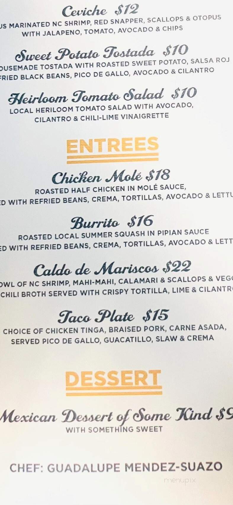 Geer Street Garden - Durham, NC menu_pic
