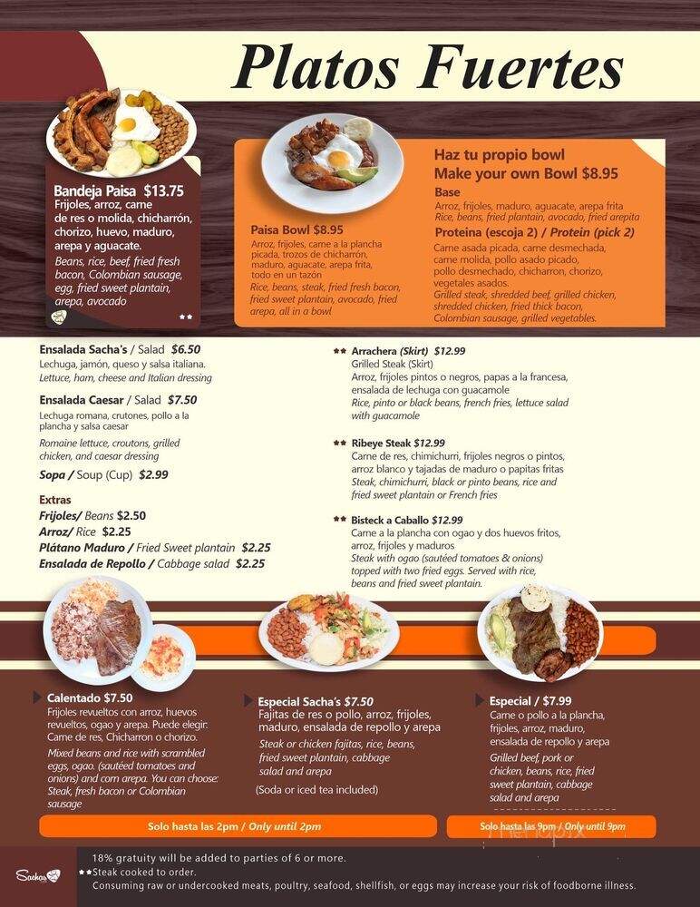 Sasha's Cafe - Greenville, SC menu_pic