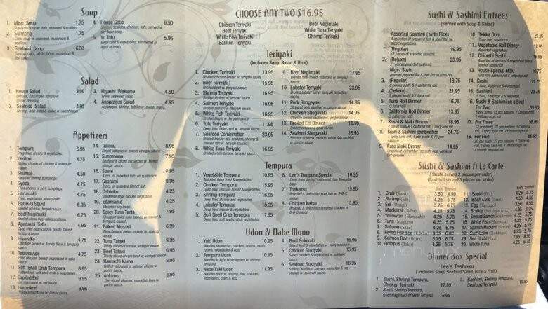 Lee's Sushi - Hillsborough, NJ menu_pic