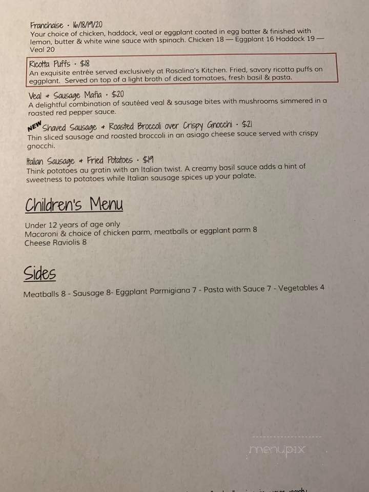Rosalina's Kitchen - Worcester, MA menu_pic
