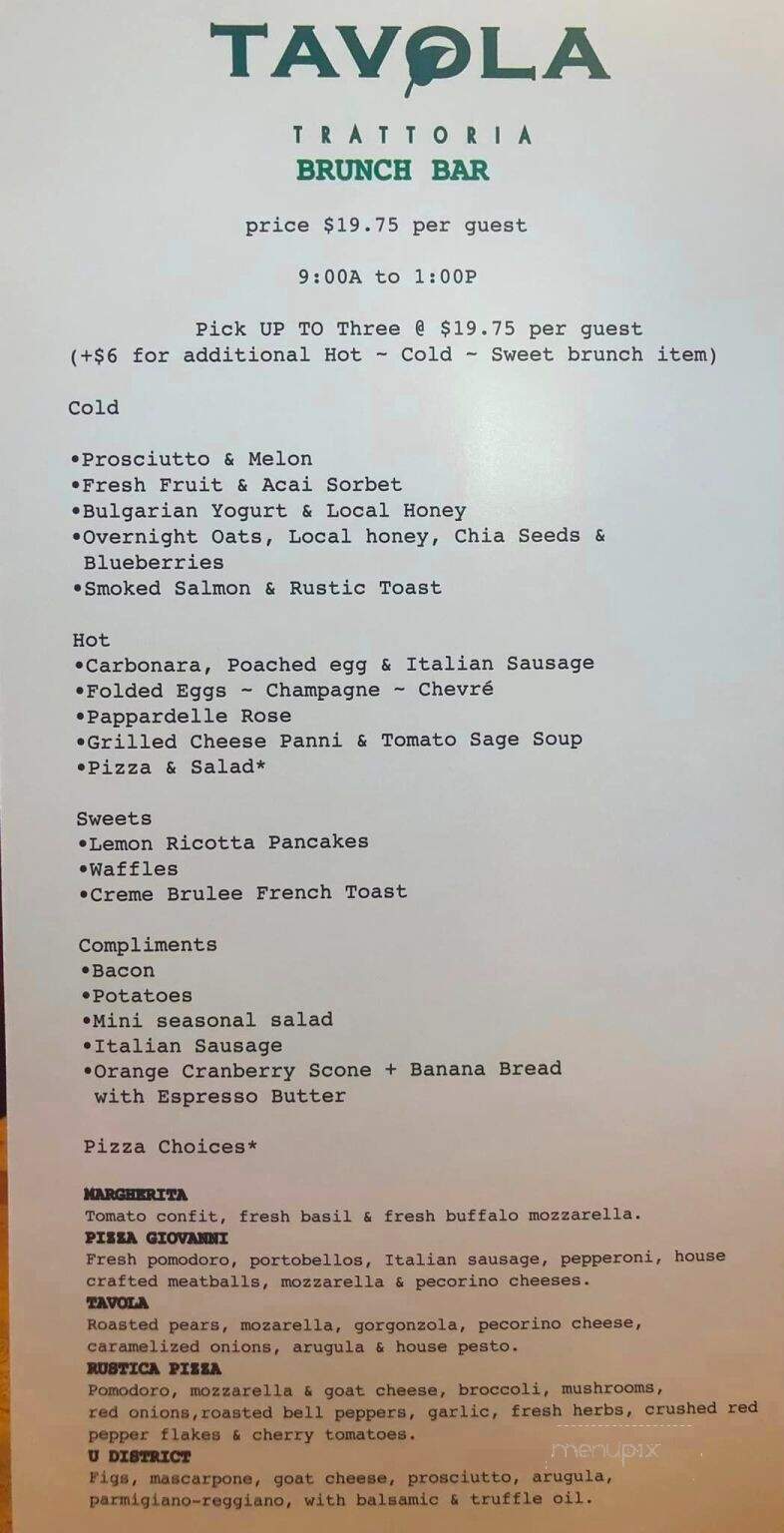 Tavola Trattoria - Bentonville, AR menu_pic