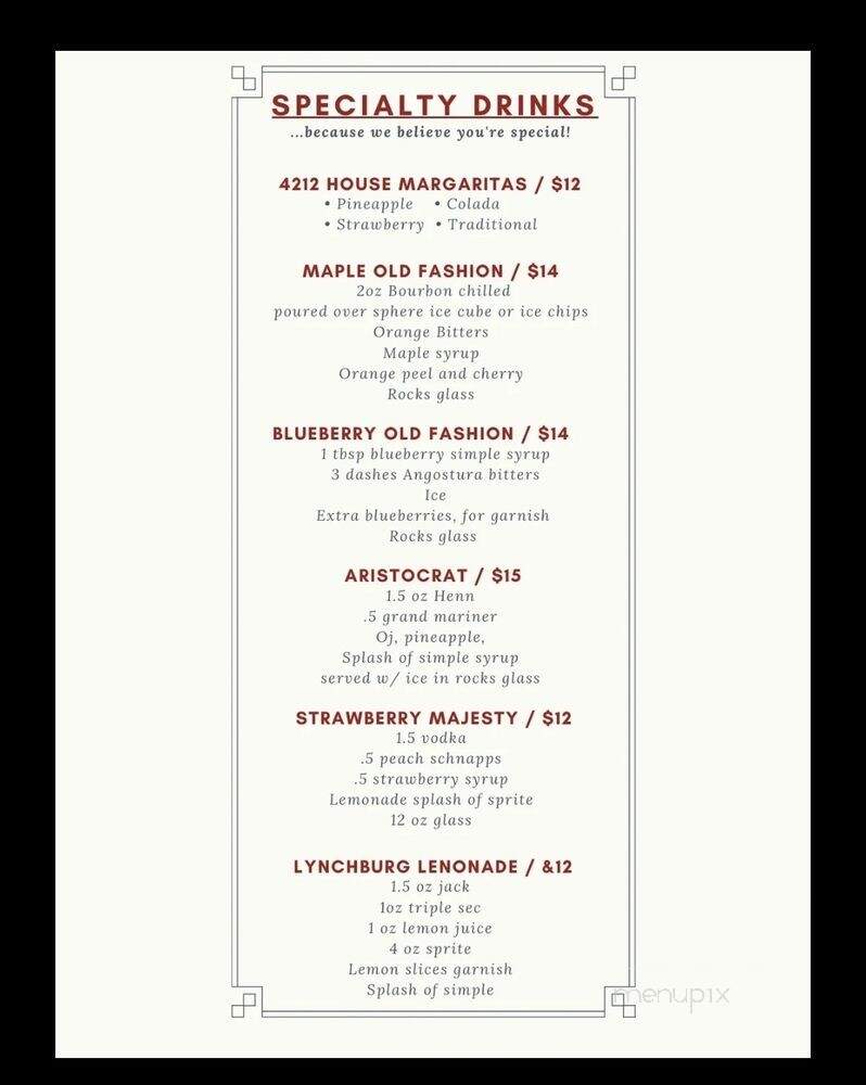 Cafe 4212 - Houston, TX menu_pic