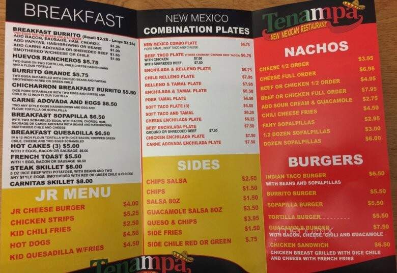 Tenampa - Albuquerque, NM menu_pic