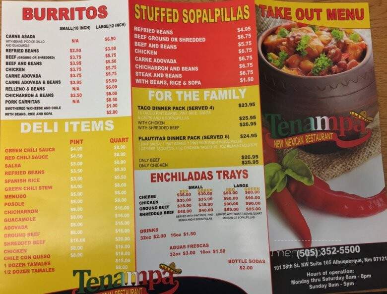 Tenampa - Albuquerque, NM menu_pic