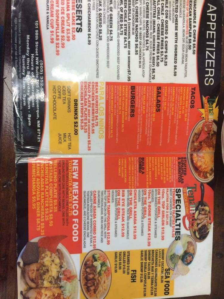Tenampa - Albuquerque, NM menu_pic