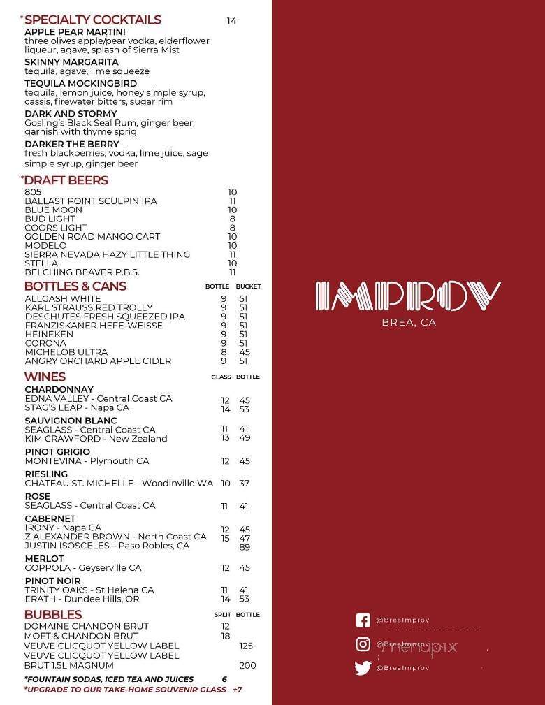 Brea Improv - Brea, CA menu_pic
