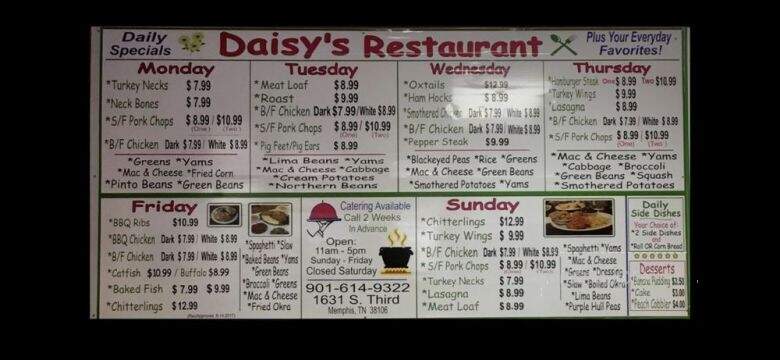 Daisy's Soul Food & Wings - Memphis, TN menu_pic