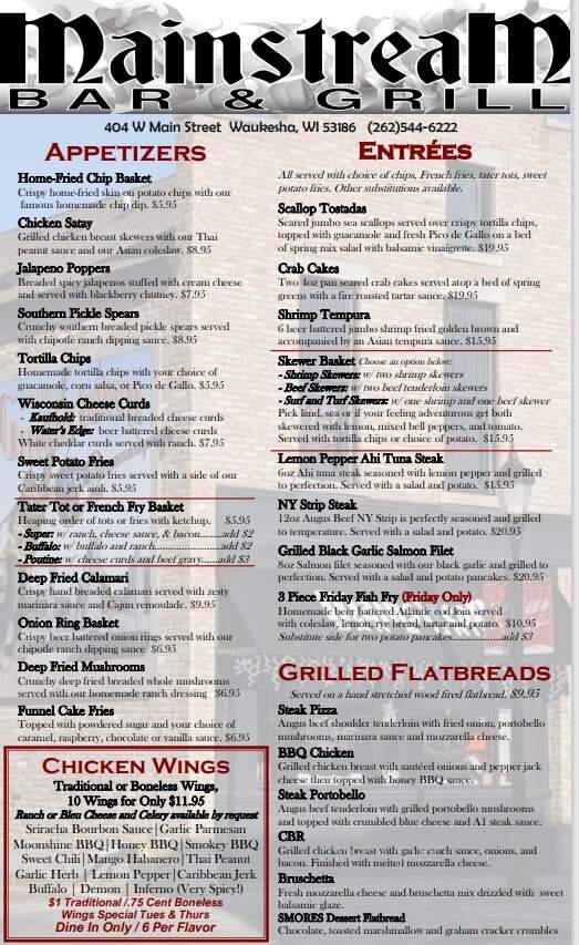 Mainstream Bar & Grill - Waukesha, WI menu_pic