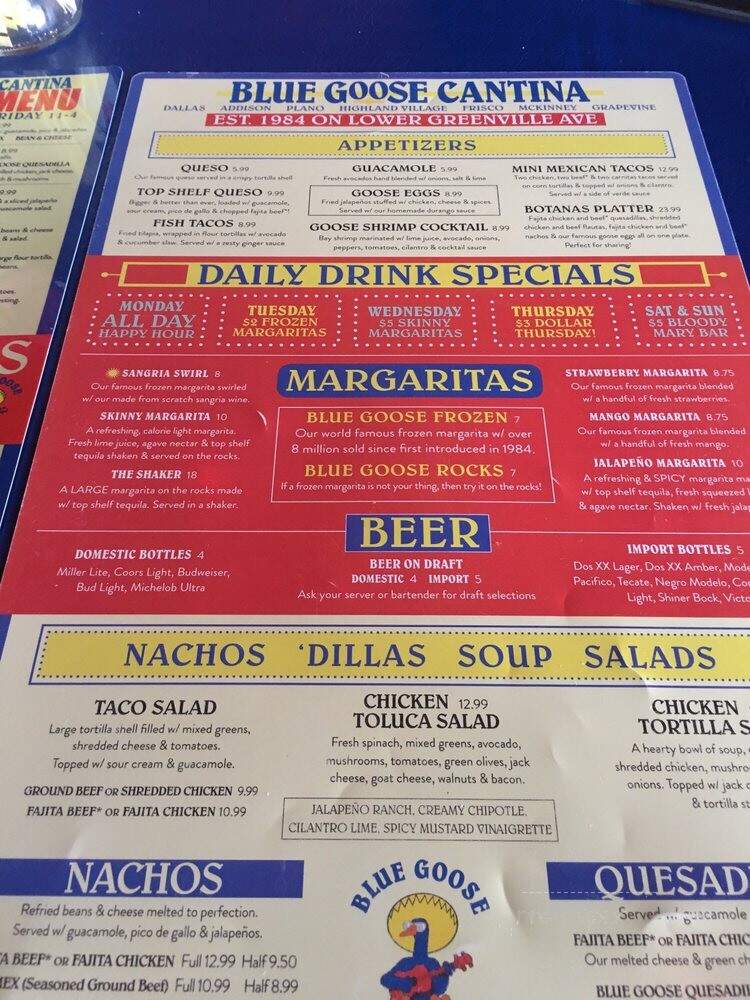 Blue Goose Cantina - McKinney, TX menu_pic